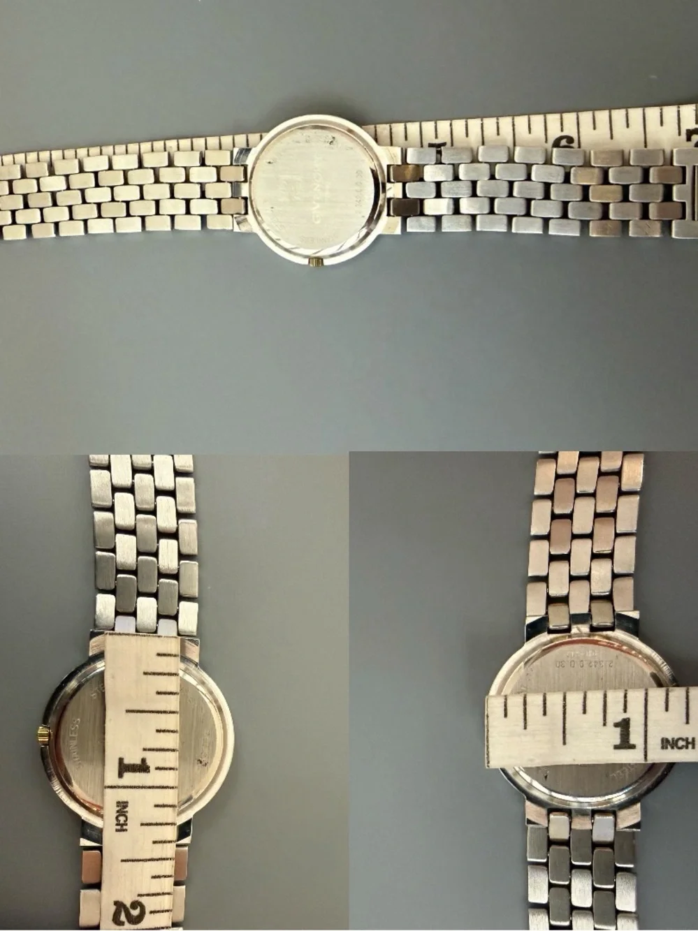 Vintage Givenchy Paris Two Tone Gold & Silver Swiss Quartz Dress Watch 32mm